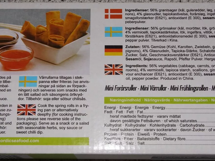 Nem jelölt gluténtartalom tavaszi tekercsben